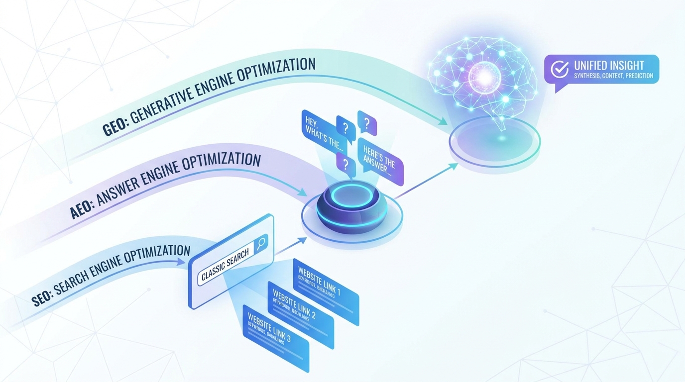 SEO vs AEO vs GEO comparison overview